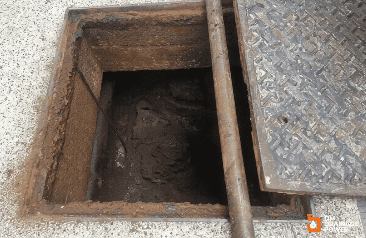 London plumber using high-pressure water jet for drain unblocking.