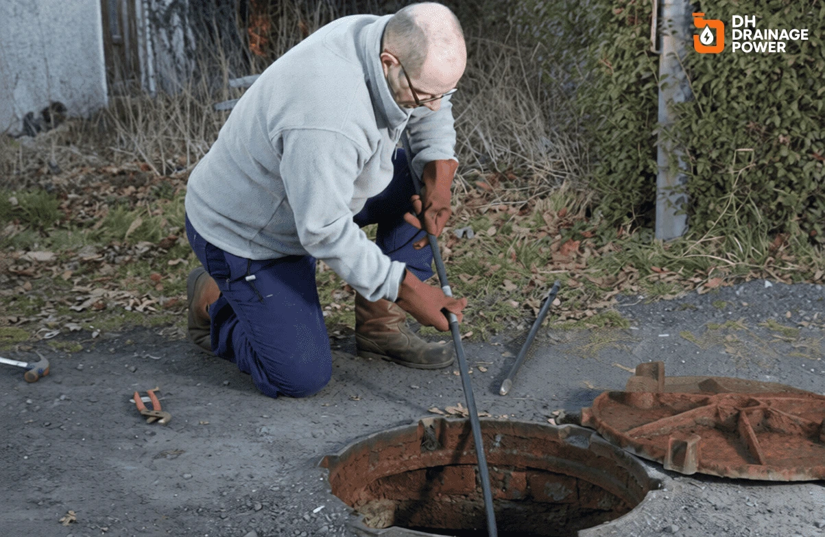 London-based Blocked Drain Unblocking Experts inspecting a commercial drain