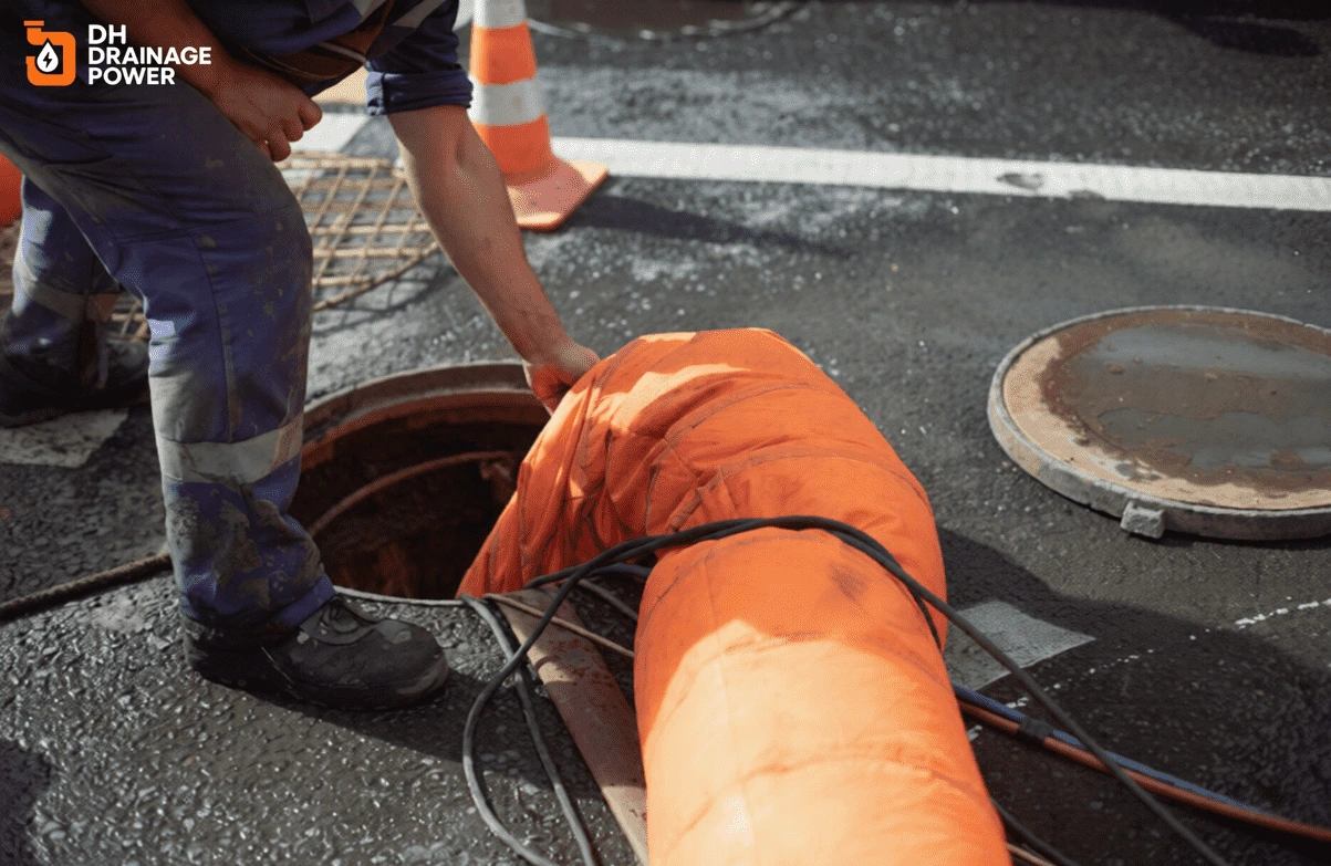 Engineer carrying out Emergency Drain Inspection London in a residential property