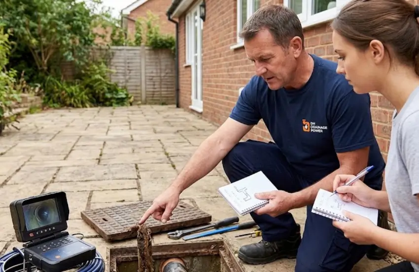 Homeowner maintaining a drainage problem log with dates, photographs and notes about repeated drainage problems.